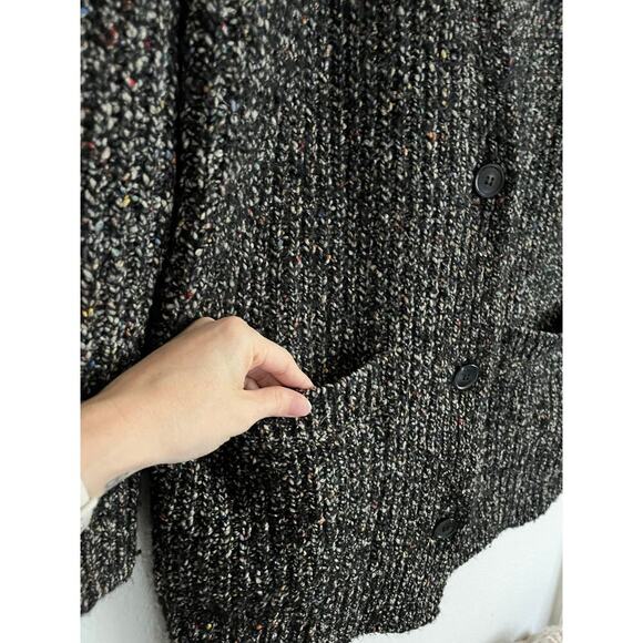 Isabel Marant Etoile Oversized Wool Blend Speckled Black V Neck Cardigan 38/ M - Picture 3 of 8